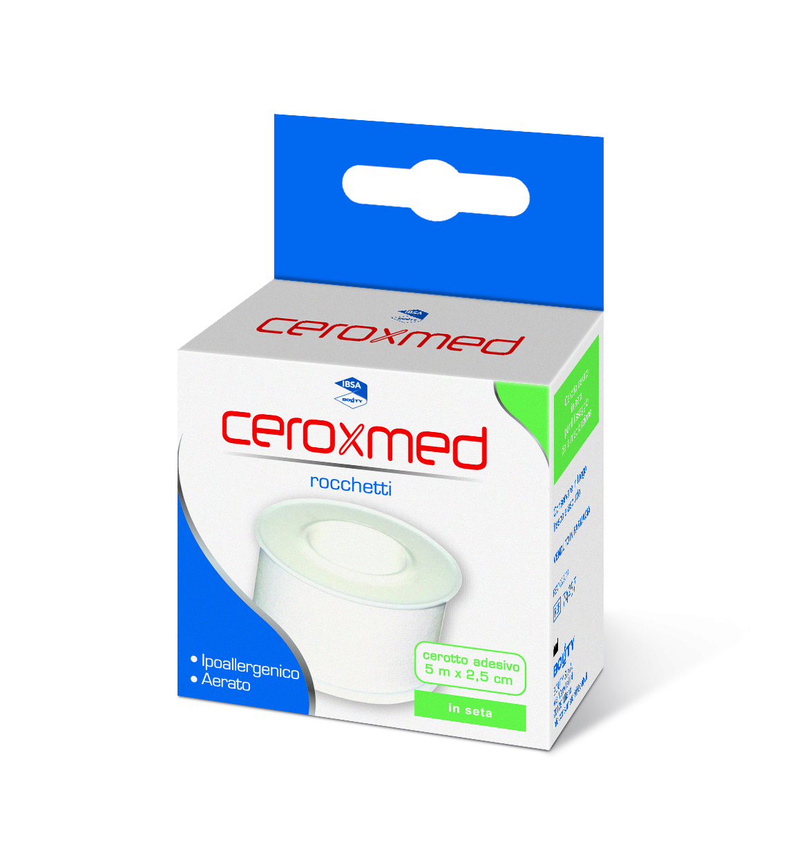 Ceroxmed - Cerotti Adesivi in Rocchetto Ipoallergenico Bianco 5 m x 2.5 cm - 1 Pezzo