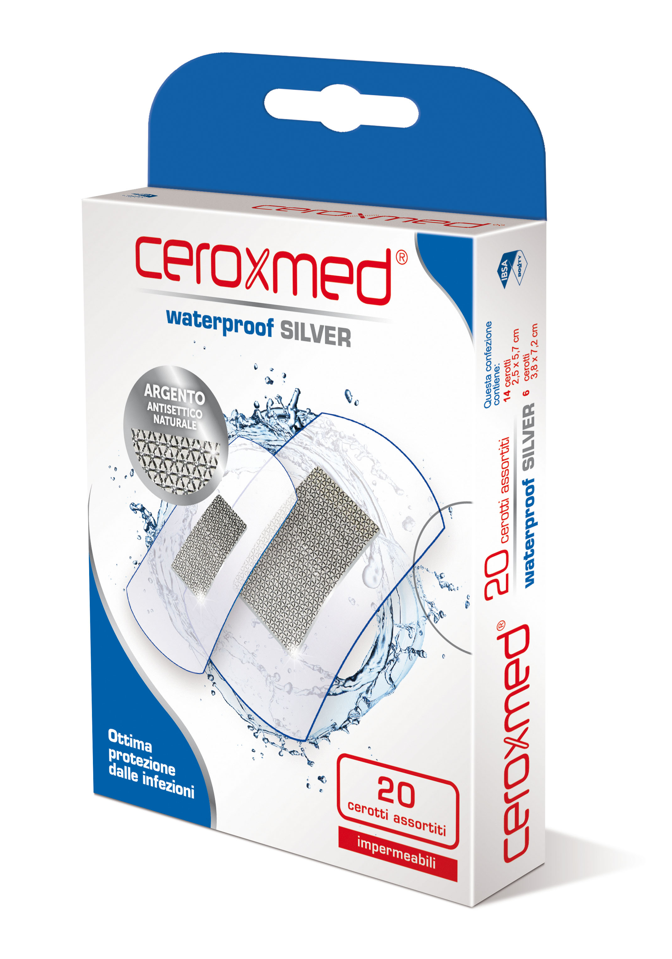 Ceroxmed Waterproof Silver - Cerotti Adesivi Sterili Impermeabili - 20 Pezzi Assortiti