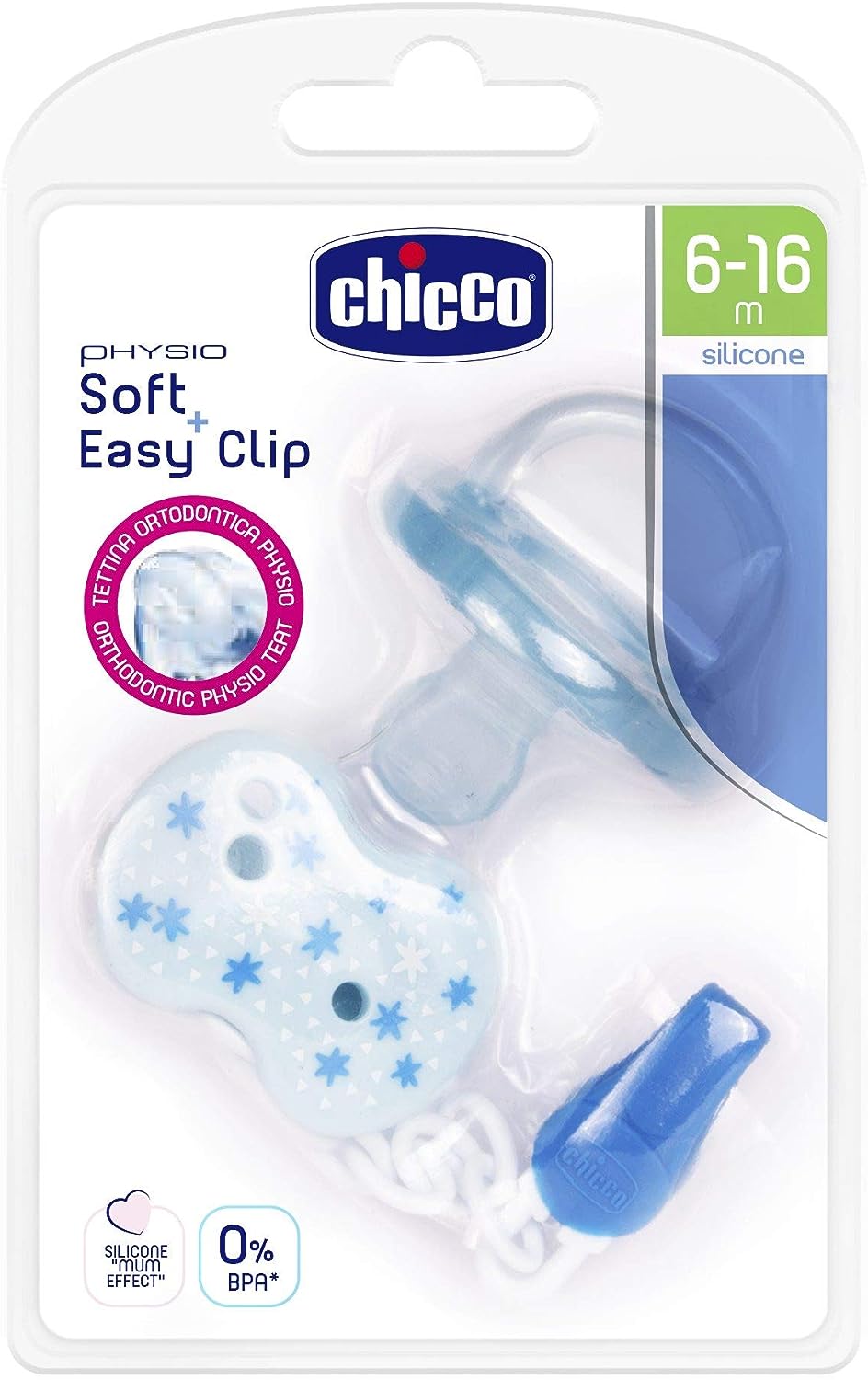 Chicco Physio Gommotto in Silicone con Clip per Bambino 6-16m
