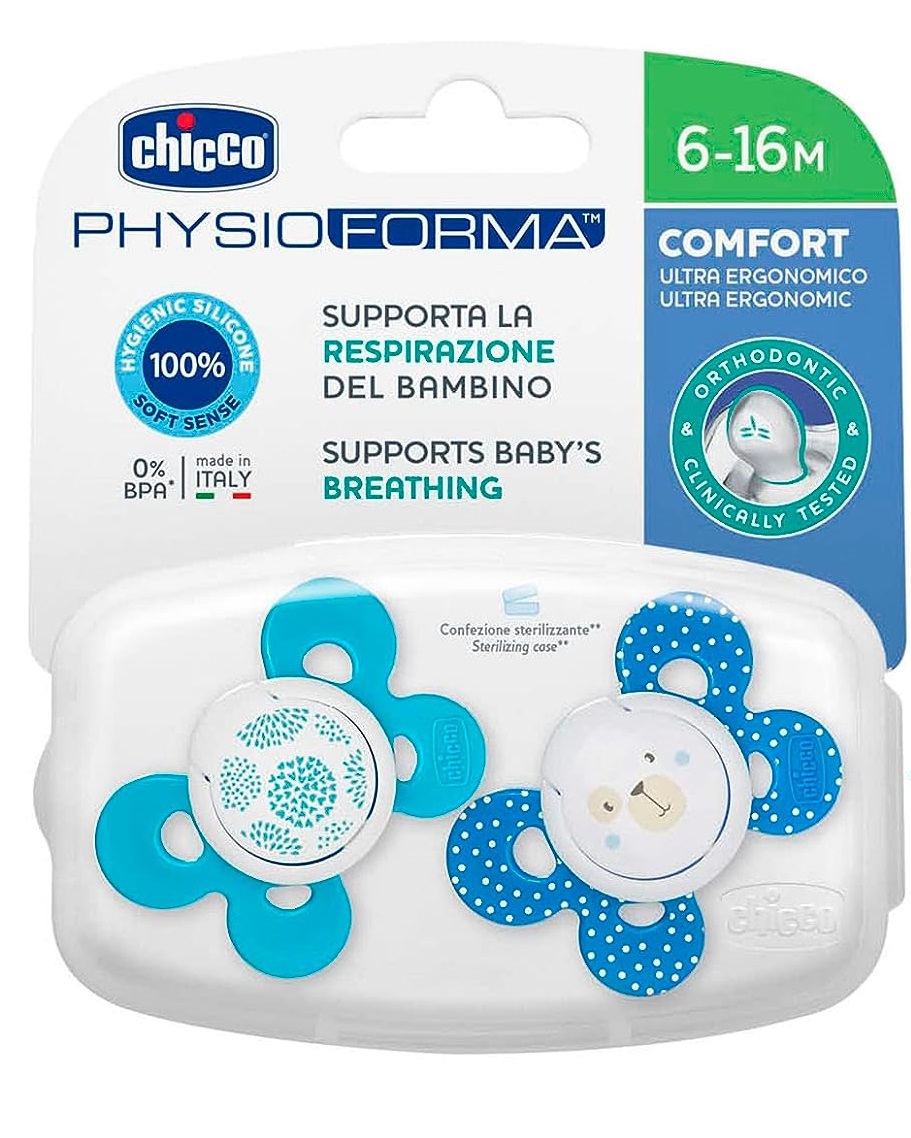 Chicco Physioforma Comfort Succhietto Silicone Bambino 6-16m 2 Pezzi