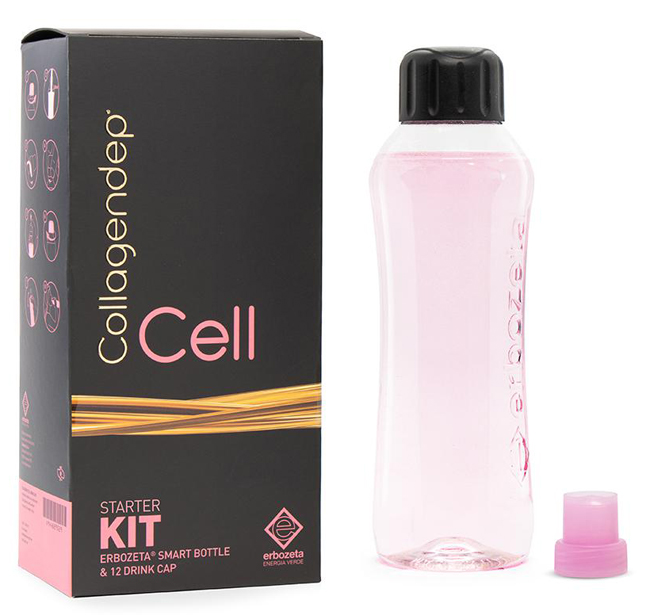 Collagendep Cell Starter Kit - Integratore per Inestetismi della Cellulite Gusto Pesca - 12 Drink Cap + Smart Bottle