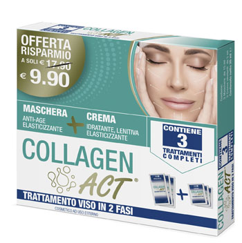 Collagen Act Trattamento Viso in 2 Fasi 3 Maschera Viso Anti-age 15 ml + 3 Creme Idratanti Viso 5 ml