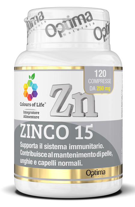 Colours Of Life Zinco 15 - Integratore per Capelli Pelle e Unghie - 120 Compresse