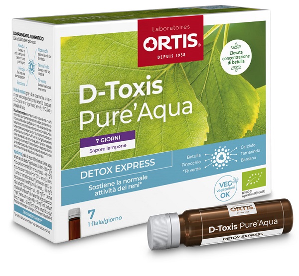 D-Toxis Pure Aqua Lampone Bio Integratore Depurativo 7 Flaconi
