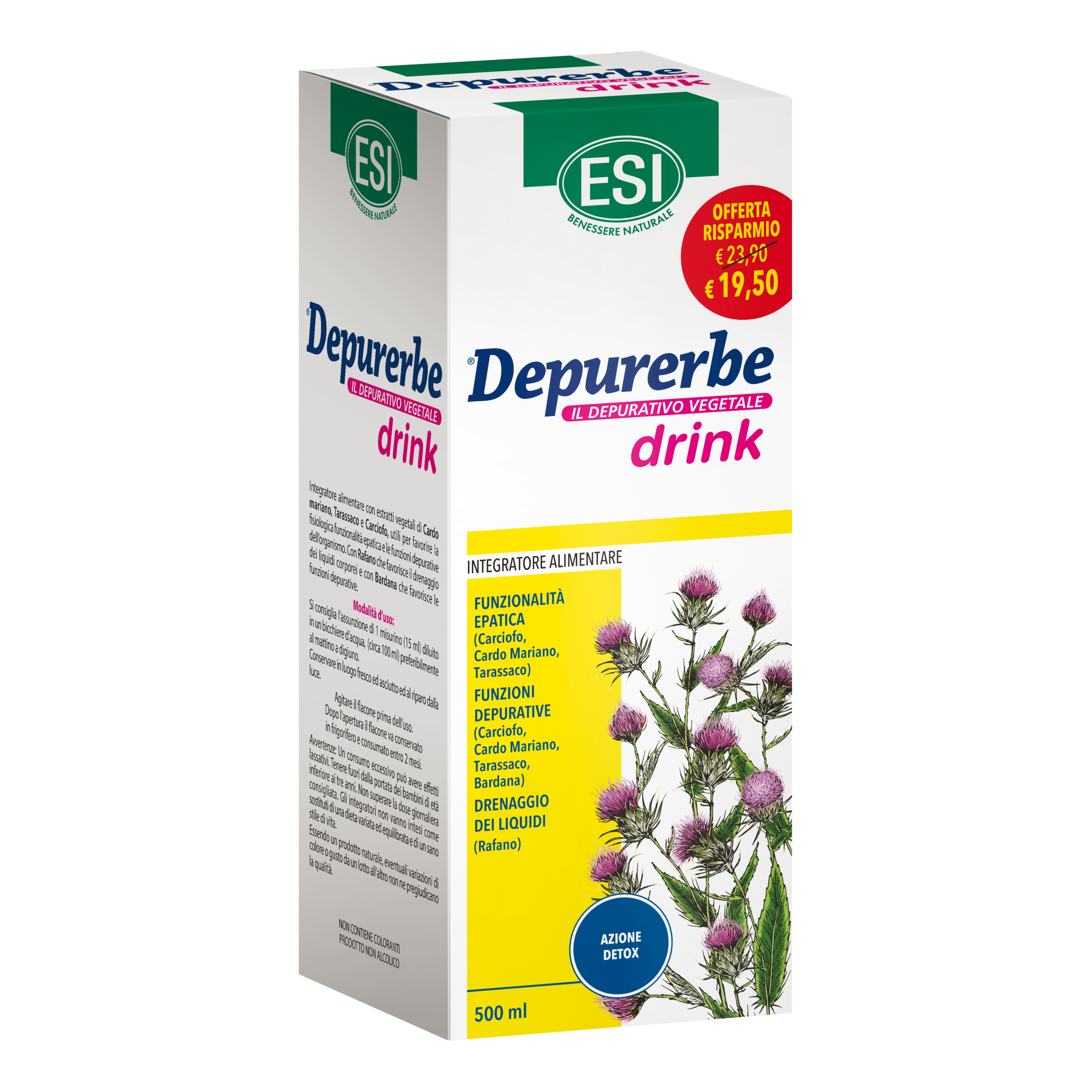 Esi Depurerbe Drink - Integratore Drenante e Depurativo - 500 ml
