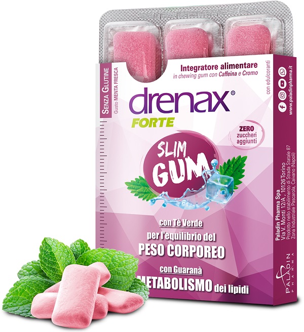 Drenax Forte Slim Gum Integratore Perdita Peso 9 Gomme
