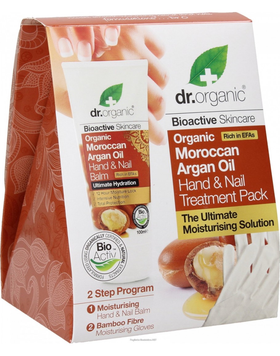 Dr. Organic Argan - Cofanetto Crema Mani e Guanto in Bamboo - 2 Pezzi