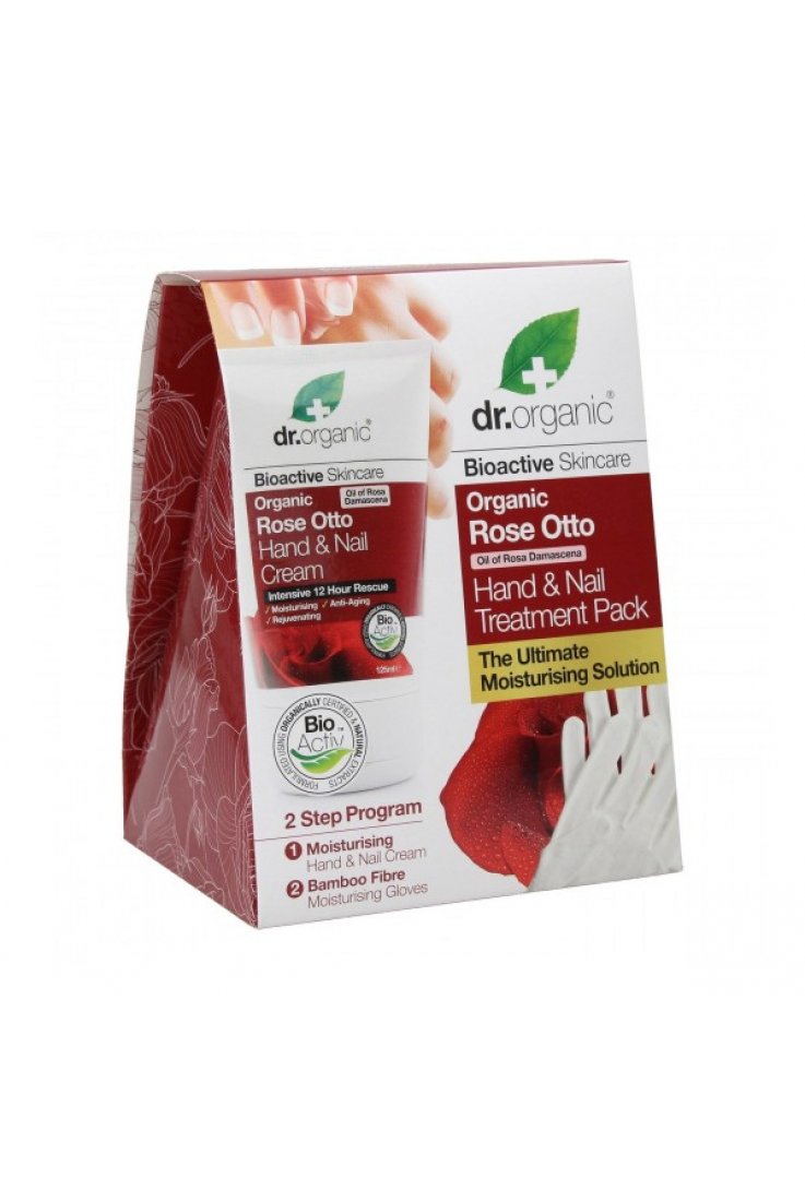 Dr. Organic Rosa - Cofanetto Crema Mani e Guanto in Bamboo - 2 Pezzi