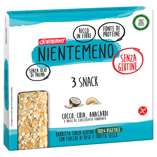 Enervit Nientemeno - Barretta Proteica Gusto Cocco Chia e Anacardi - 3 Pezzi
