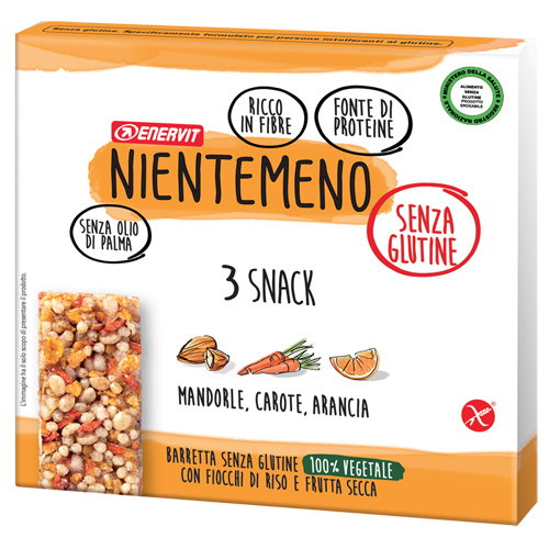 Enervit Nientemeno - Barretta Proteica Gusto Mandorle Carote e Arancia - 3 Pezzi