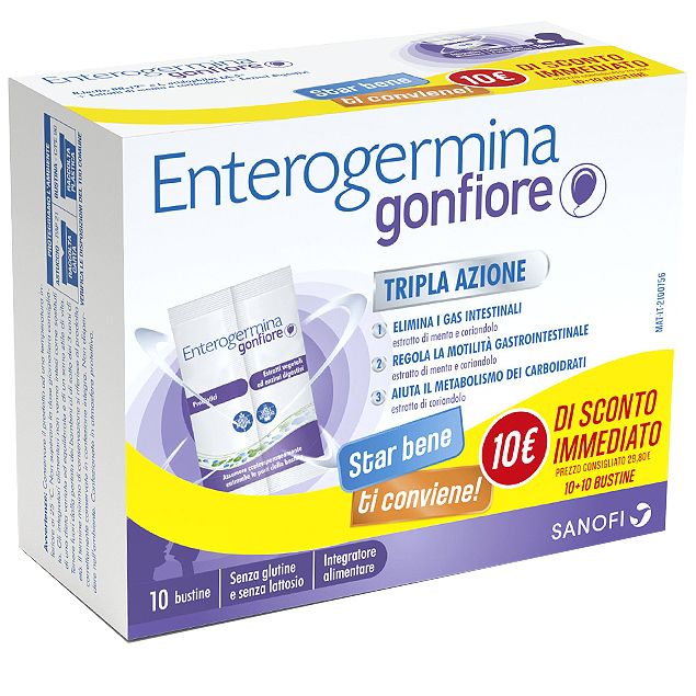 Enterogermina Gonfiore Confezione Bipack 10 + 10 Bustine