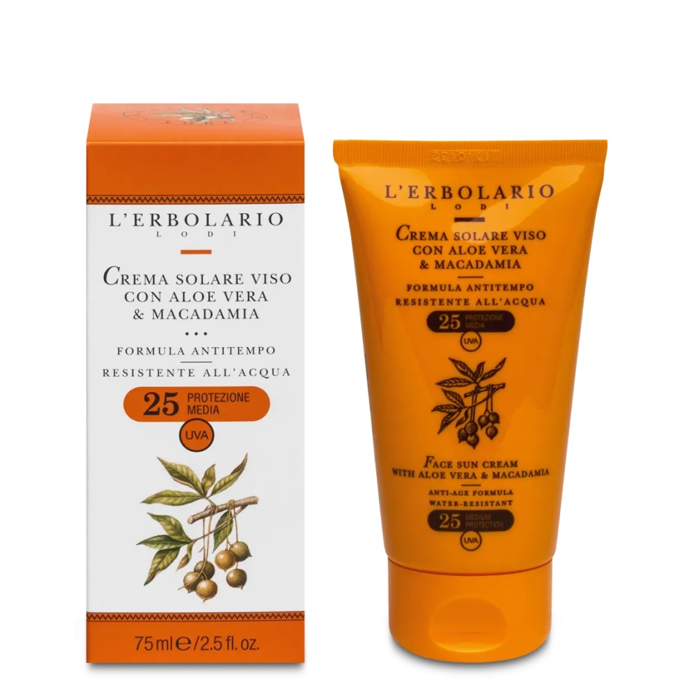 L'Erbolario Crema Solare Viso Aloe e Macadamia SPF25 75 ml