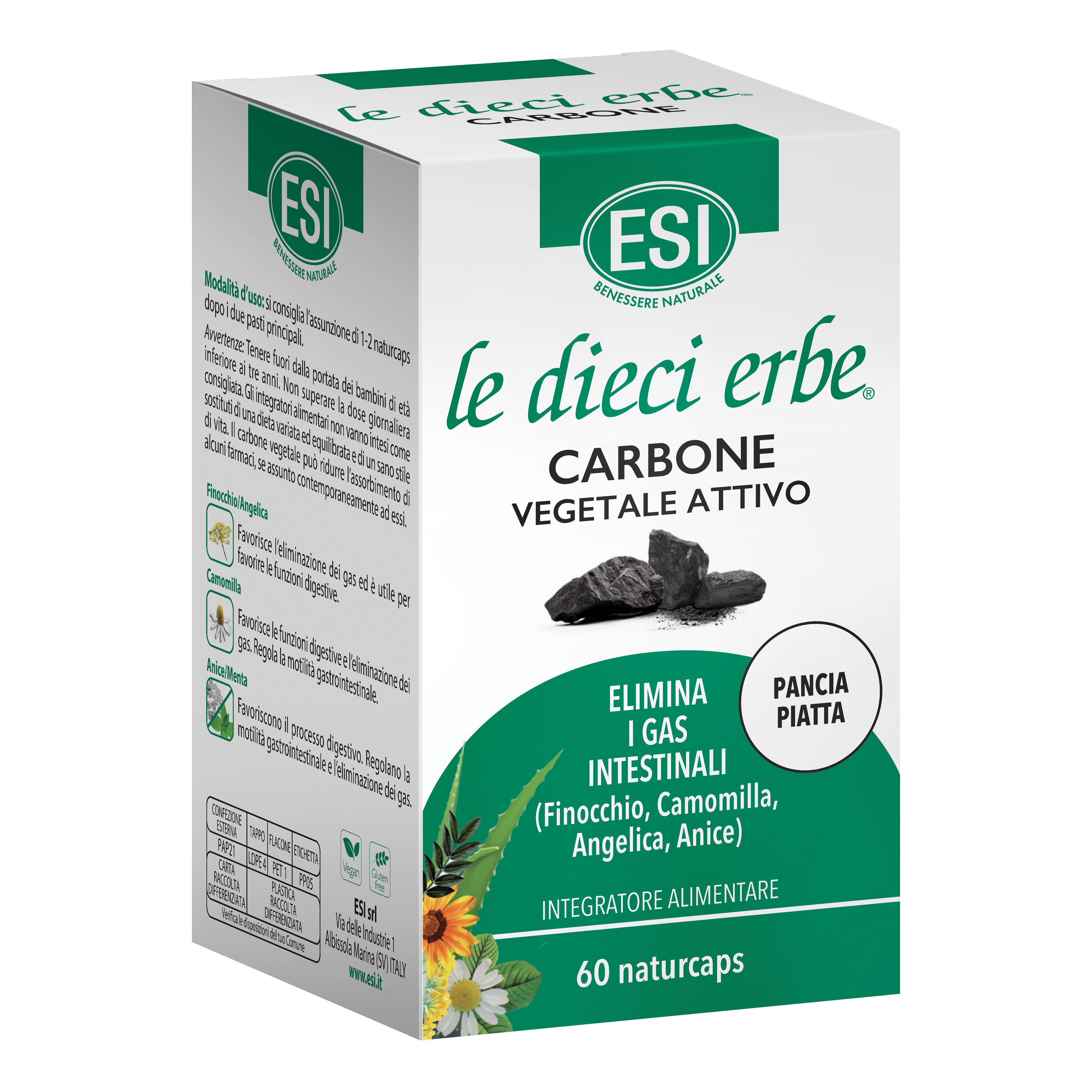Esi le Dieci Erbe - Carbone Vegetale Attivo - 60 Naturcaps