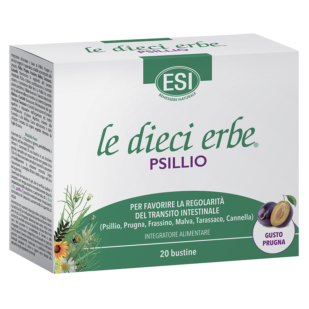 Esi le Dieci Erbe Psillio - Integratore per Favorire il Transito Intestinale - 20 Bustine