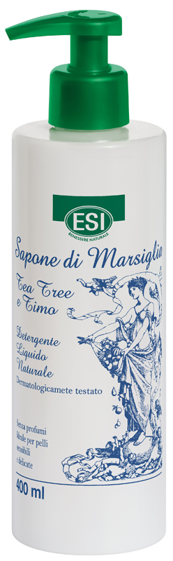 Esi Sapone di Marsiglia Tea Tree e Timo - Detergente Liquido Delicato - 400 ml