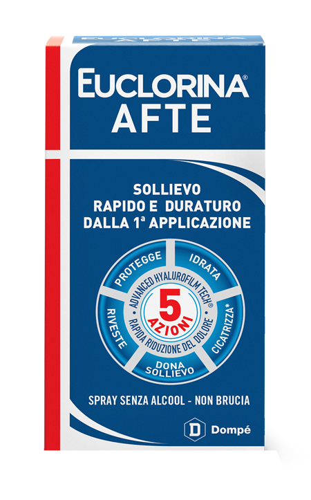Euclorina Afte - Spray Senza Alcool per il Trattamento di Afte - 15 ml