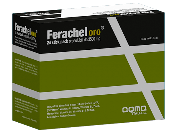 Ferachel Oro Integratore di Ferro Sodico 24 Stick Orosolubili