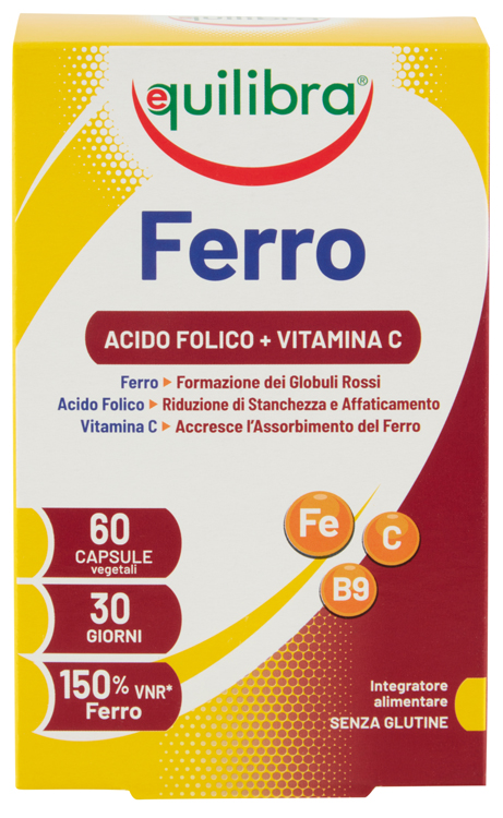 Ferro con Acido Folico e Vitamina C Integratore 60 Capsule