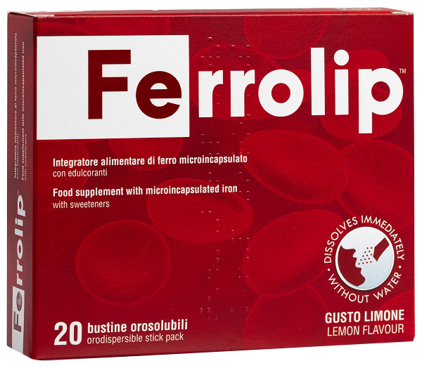 Ferrolip - Integratore a base di Ferro Gusto Limone - 20 Bustine Orosolubili
