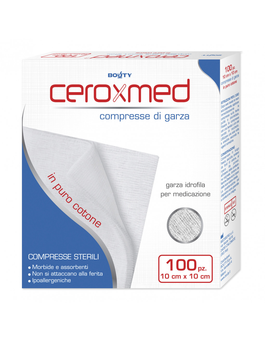 Ceroxmed - Garza Idrofila Compressa 10 x 10 cm - 100 Pezzi