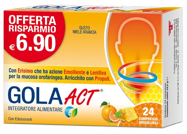 Gola Act Miele e Arancia Integratore Vie Respiratorie 24 Compresse