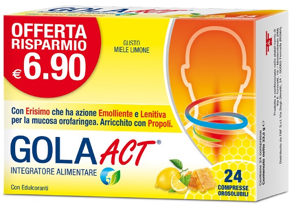 Gola Act Miele e Limone Integratore Vie Respiratorie 24 Compresse