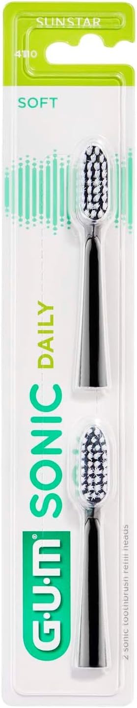 Gum Sonic Daily Testine Nere Setole Morbide per Spazzolino 2 Pezzi