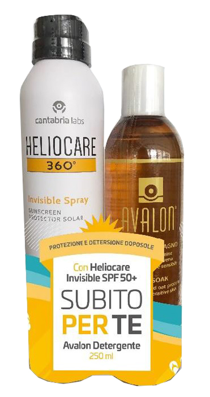 Heliocare Spray Invisibile Corpo SPF50+ 200 ml e Detergente Avalon 250 ml