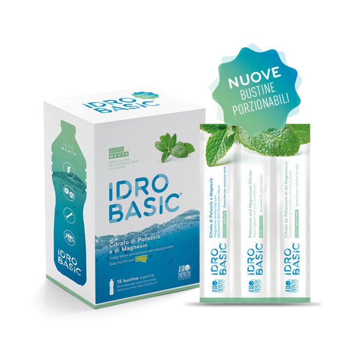 Idrobasic - Integratore Citrato di Magnesio e Potassio - Gusto Menta 15 Buste