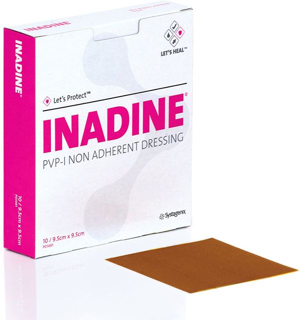 Inadine Medicazione Antisettica Non Aderente 9,5x9,5 cm - 10 Pezzi
