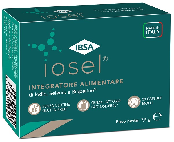 ibsa farmaceutici italia srl iosel integratore alimentare per la tiroide 30 capsule, nero