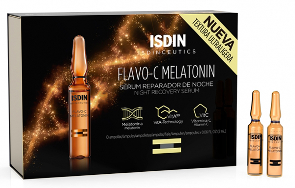 Isdin Flavo-C Melatonin - Siero Viso Antiossidante - 10 Fiale