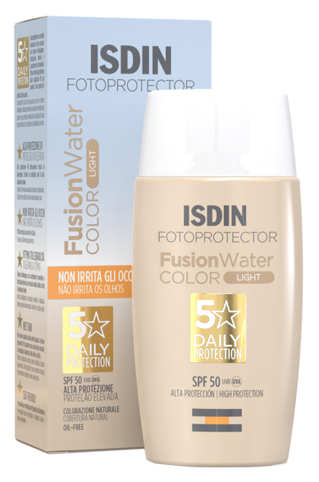 Isdin Fotoprotector Fusion Water Color - Crema Solare Viso con Colorazione Leggera con Protezione Molto Alta SPF 50 - 50 ml
