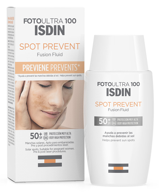Isdin Fotoultra 100 Spot Prevent - Crema Solare Viso con Protezione Molto Alta SPF50+ per Prevenire le Macchie - 50 ml