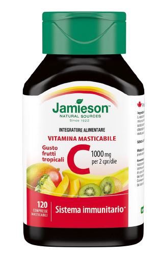 Jamieson Vitamina C 1000 mg Integratore Frutti Tropicali 120 Compresse Masticabili