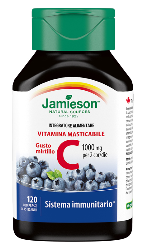 Jamieson Vitamina C 1000 mg Integratore Mirtillo 120 Compresse Masticabili