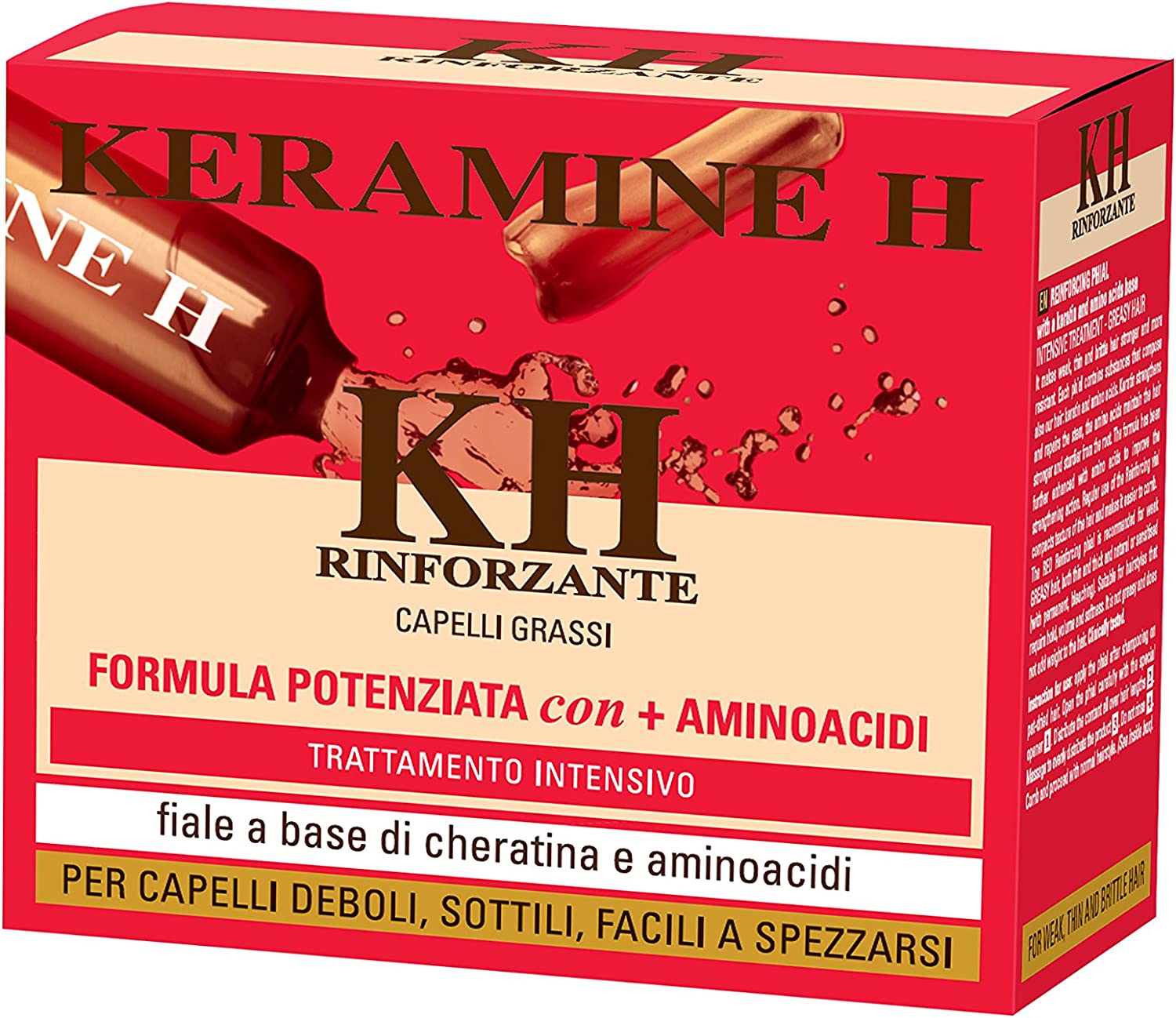 soco-societa' cosmetici spa keramine h fascia rossa - trattamento rinforzante per capelli grassi - 10 fiale x 10 ml