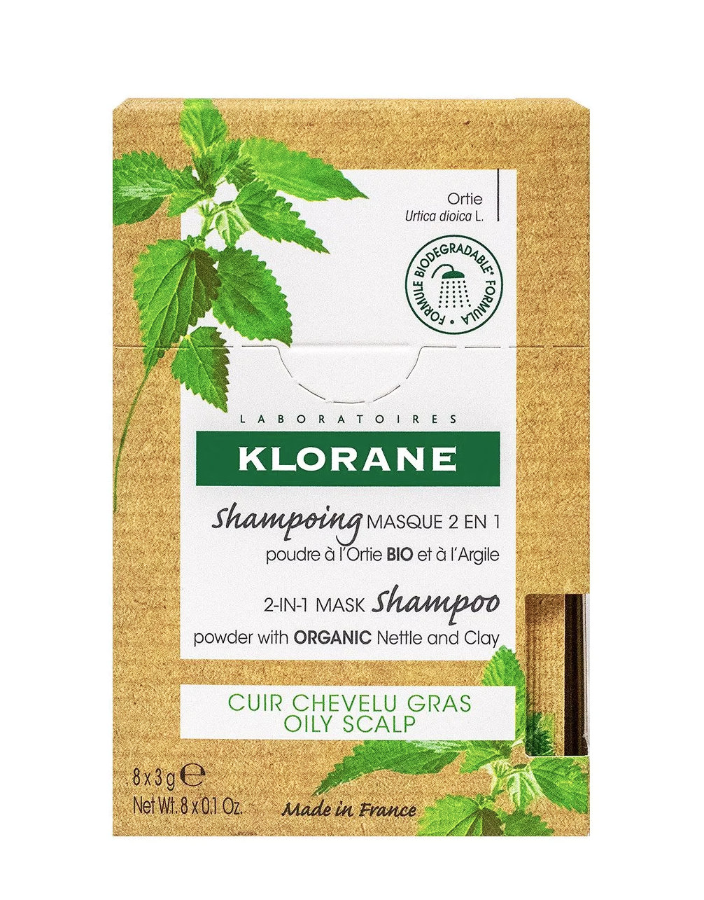 Klorane Shampoo Maschera all'Ortica 2 in 1 8 Bustine