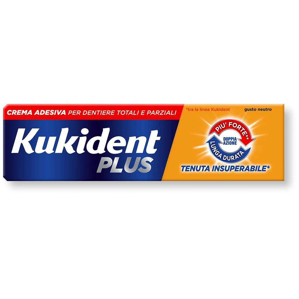 Kukident Plus Doppia Azione - Crema Adesiva per Protesi Dentarie - 40 g