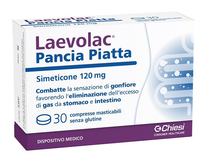 Laevolac Pancia Piatta - Integratore per Gonfiore Addominale - 30 Compresse Masticabili