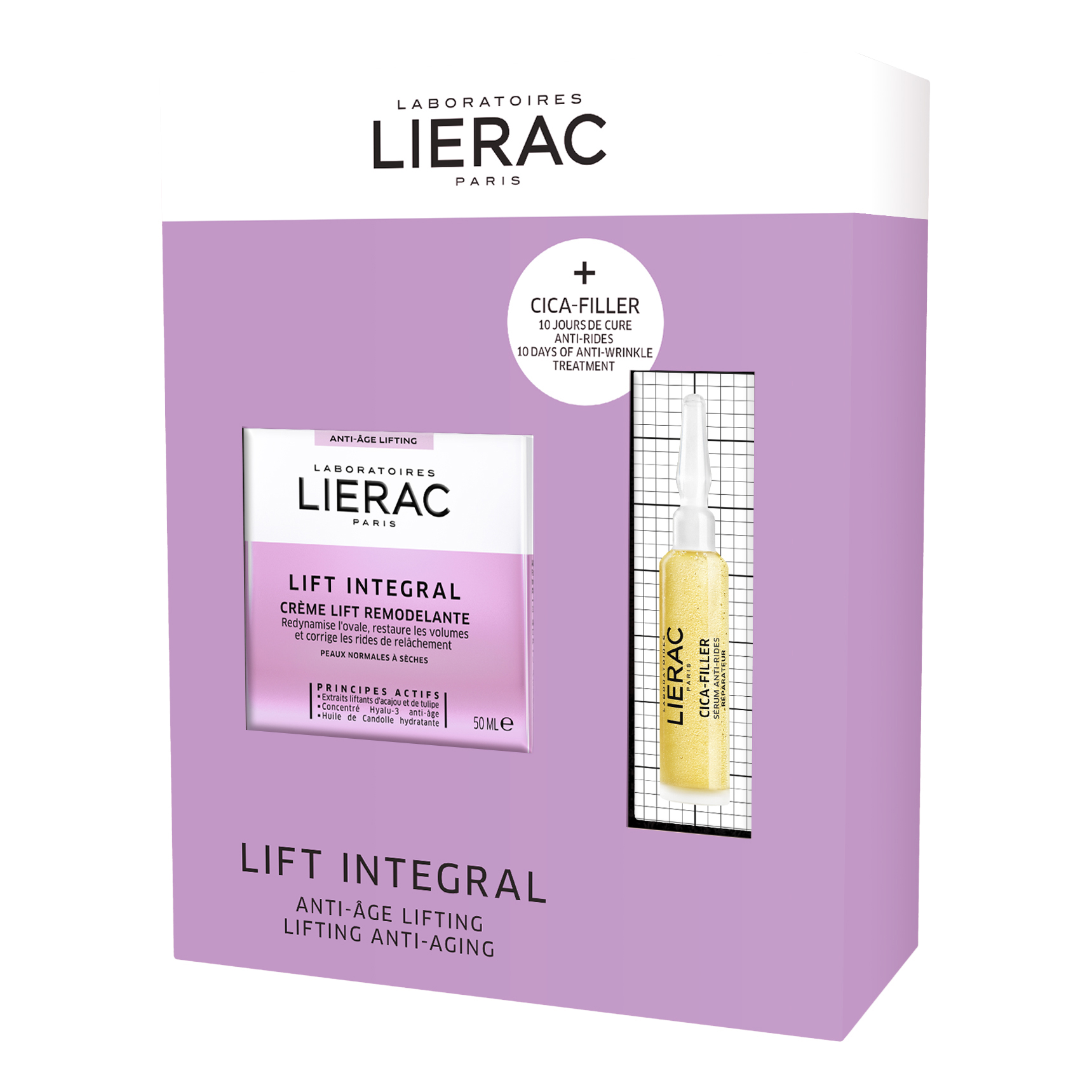 Lierac Cofanetto Cica Filler Lift - Crema Viso Anti-età Rimpolpante 50 ml + Fiala 10 ml