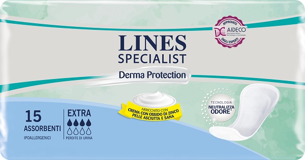 Lines Specialist Derma Protection - Pannolone per Incontinenza Sagomato Assorbenza Extra - 15 Pezzi