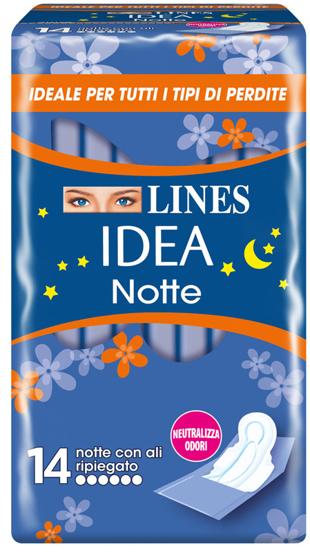 Lines Idea Notte - Assorbenti con Ali Ripiegate - 14 Pezzi