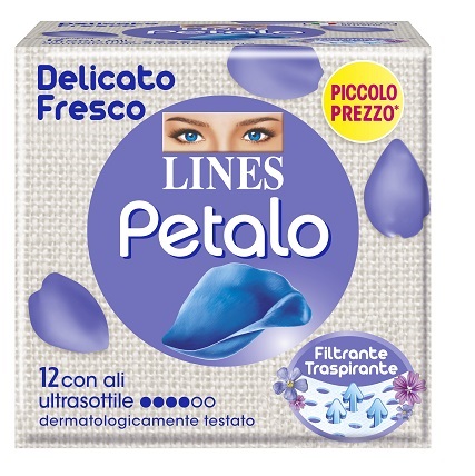 Lines Petalo Blu - Assorbente con Ali - 12 Pezzi