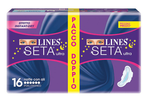 Lines Seta Ultra - Assorbente Notte con Ali - 16 Pezzi