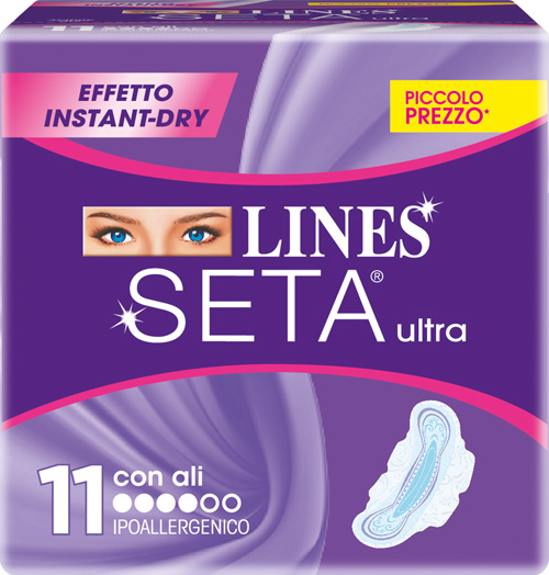 Lines Seta Ultra - Assorbenti con Ali - 11 Pezzi