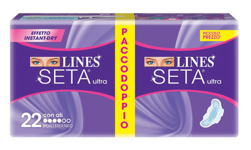 Lines Seta Ultra - Assorbenti con Ali - 22 Pezzi