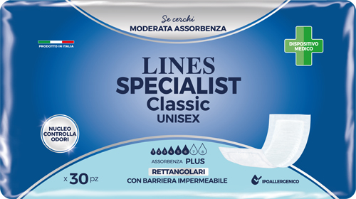 Lines Specialist Classic - Pannolone Rettangolare con Barriera - 30 Pezzi