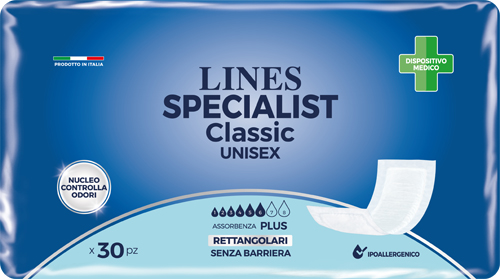 Lines Specialist Classic - Pannolone Rettangolare Senza Barriera - 30 Pezzi