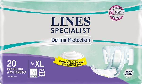 Lines Specialist Derma Protection - Pannolone a Mutandina per Incontinenza Assorbenza Maxi - Taglia XL 20 Pezzi